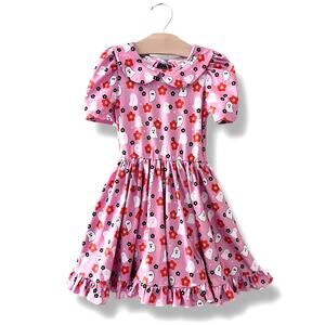 Girlhood by Little Stocking Co Girls Dress 6 Pink Ghost Twirl Peter Pan Collar